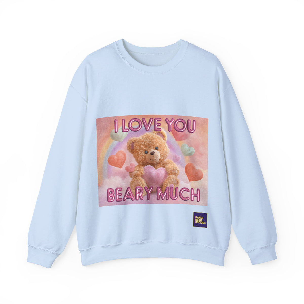Airbrushed Teddy Bear Holding Heart Sweatshirt | 80s Valentine Hearts