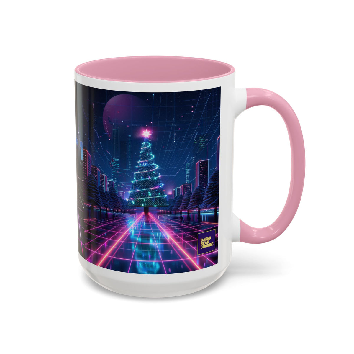 Christmas Retro 80s Skyline Mug | 11oz or 15oz Colorful Ceramic Mug