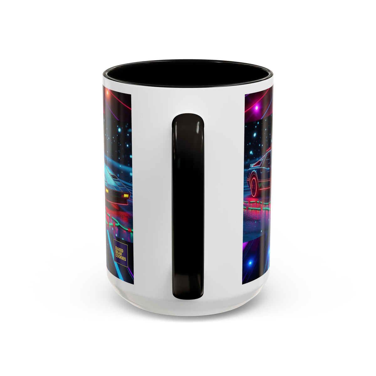 Christmas Retro Neon Sports Car Mug — 11oz/15oz Vaporwave Coffee Cup