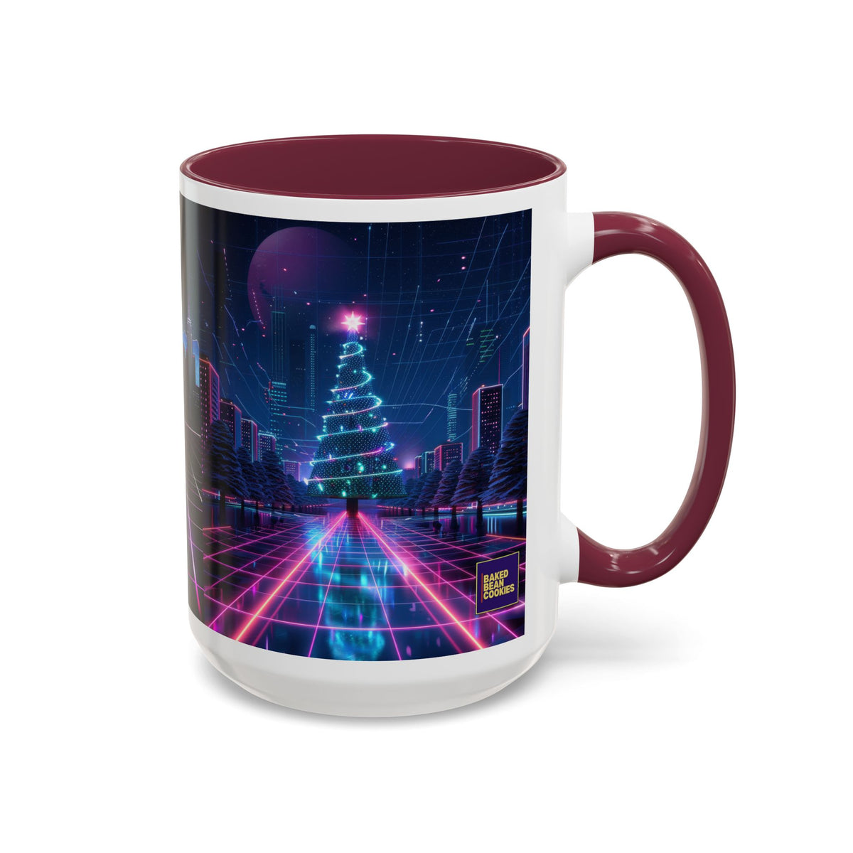 Christmas Retro 80s Skyline Mug | 11oz or 15oz Colorful Ceramic Mug