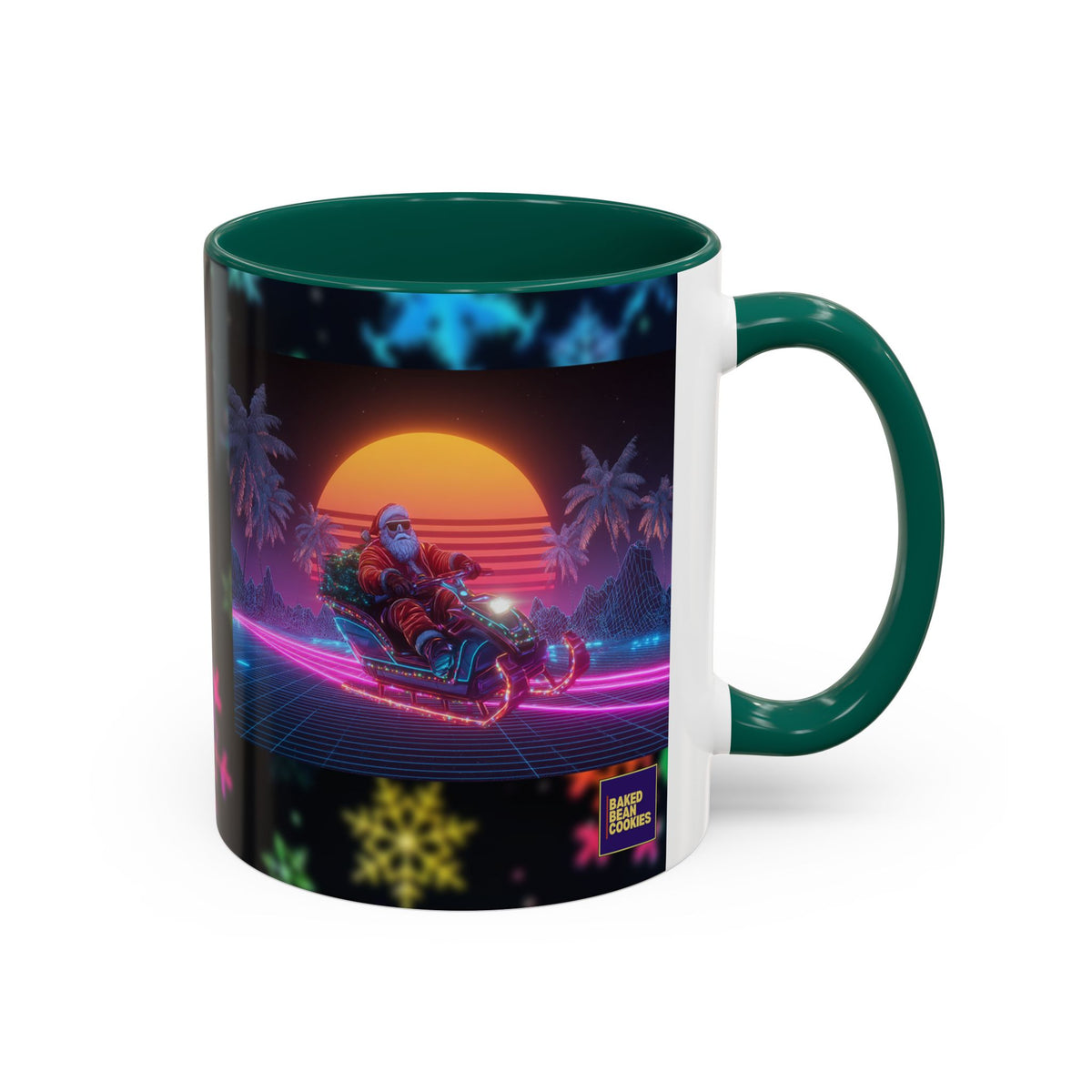 Synthwave Santa - Retro 80's Neon Santa Mug | 11oz or 15oz Colorful Ceramic Mug