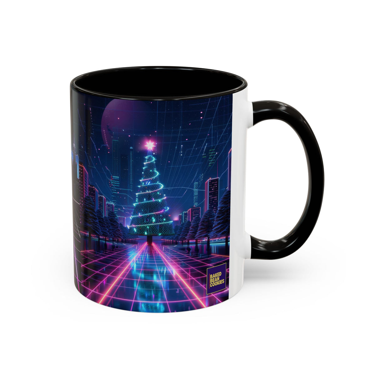 Christmas Retro 80s Skyline Mug | 11oz or 15oz Colorful Ceramic Mug