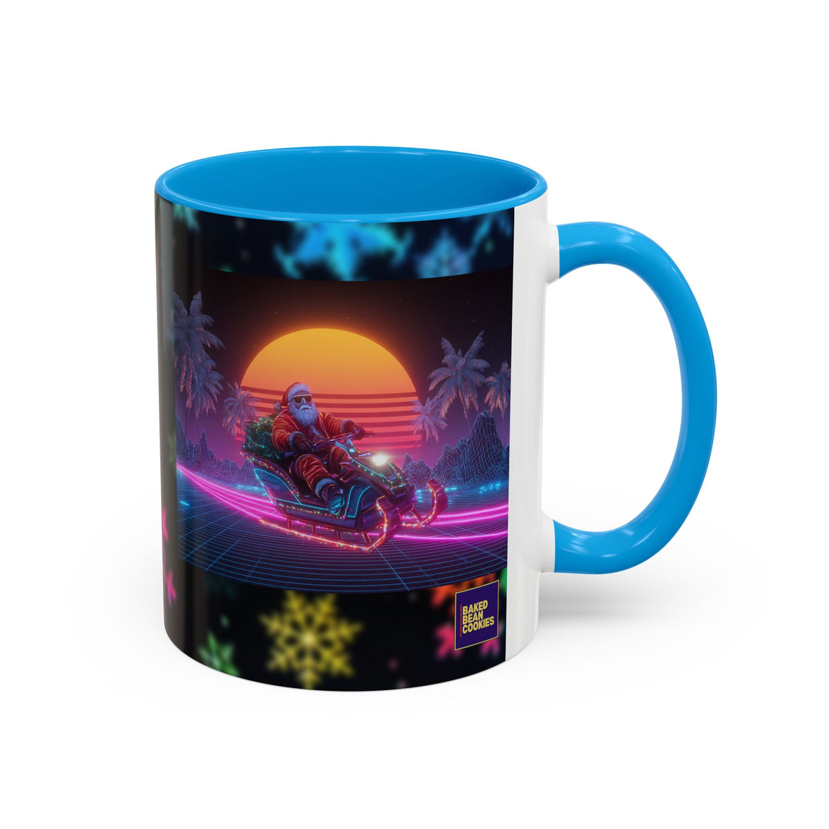 Synthwave Santa - Retro 80's Neon Santa Mug | 11oz or 15oz Colorful Ceramic Mug