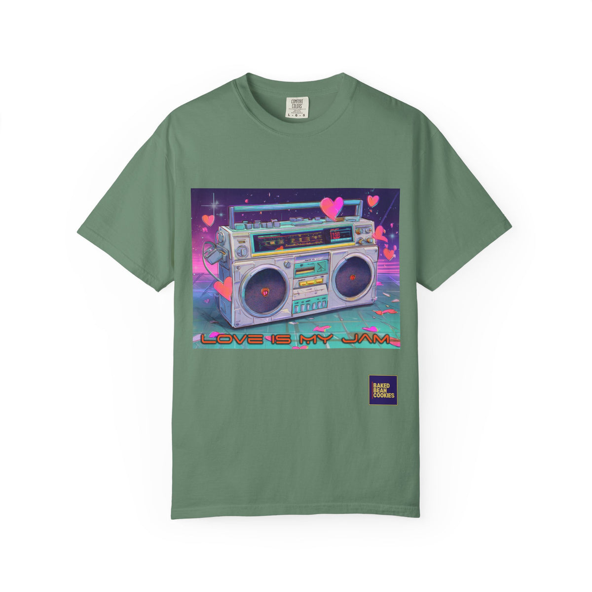 Boombox "Love is My Jam" T-Shirt — Retro Cassette Radio Graphic Tee