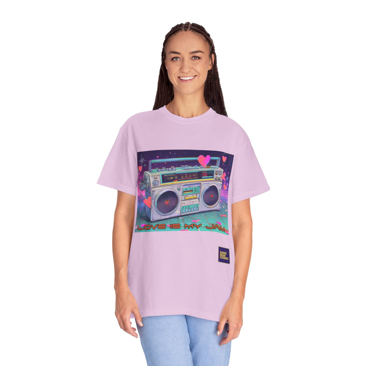 Boombox "Love is My Jam" T-Shirt — Retro Cassette Radio Graphic Tee