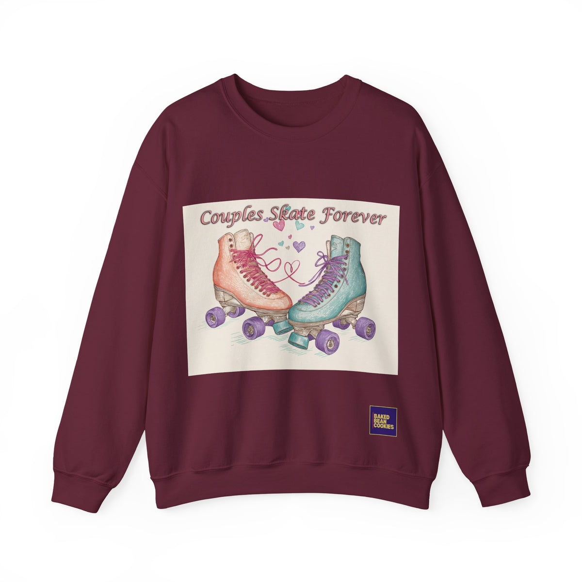 Couples Skate Forever Roller Skates Sweatshirt | 80s Retro Valentines Day