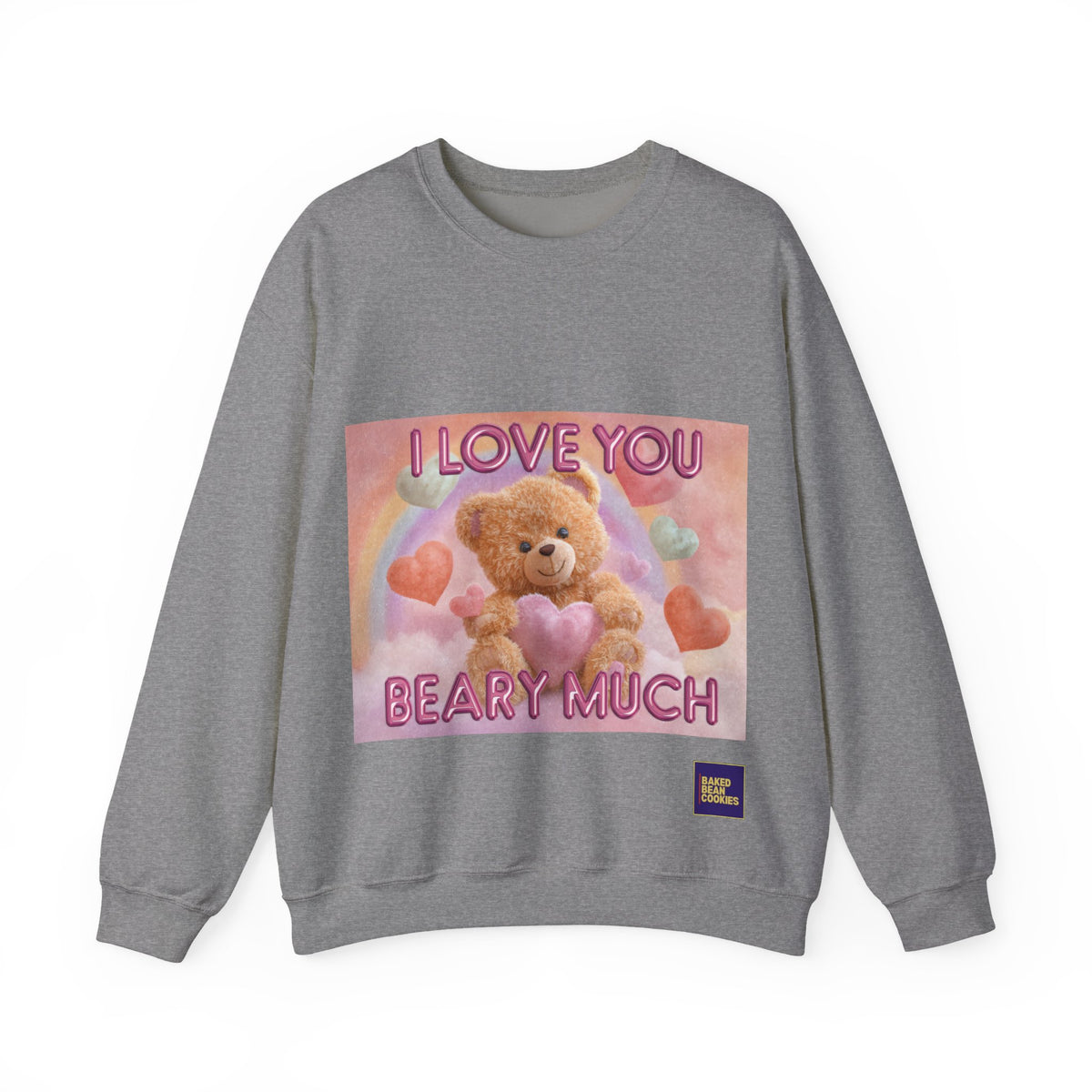 Airbrushed Teddy Bear Holding Heart Sweatshirt | 80s Valentine Hearts