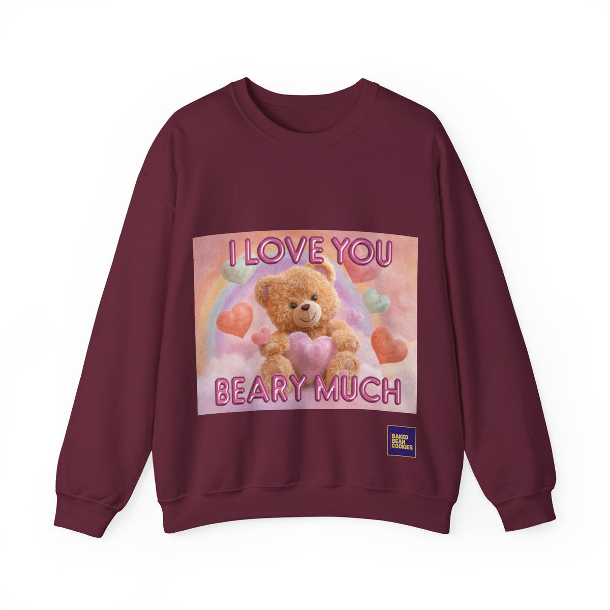 Airbrushed Teddy Bear Holding Heart Sweatshirt | 80s Valentine Hearts