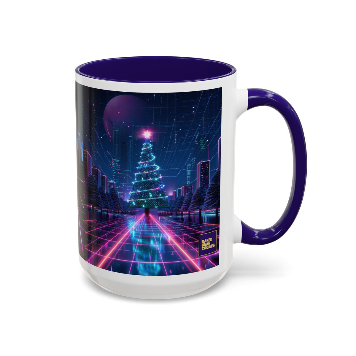 Christmas Retro 80s Skyline Mug | 11oz or 15oz Colorful Ceramic Mug