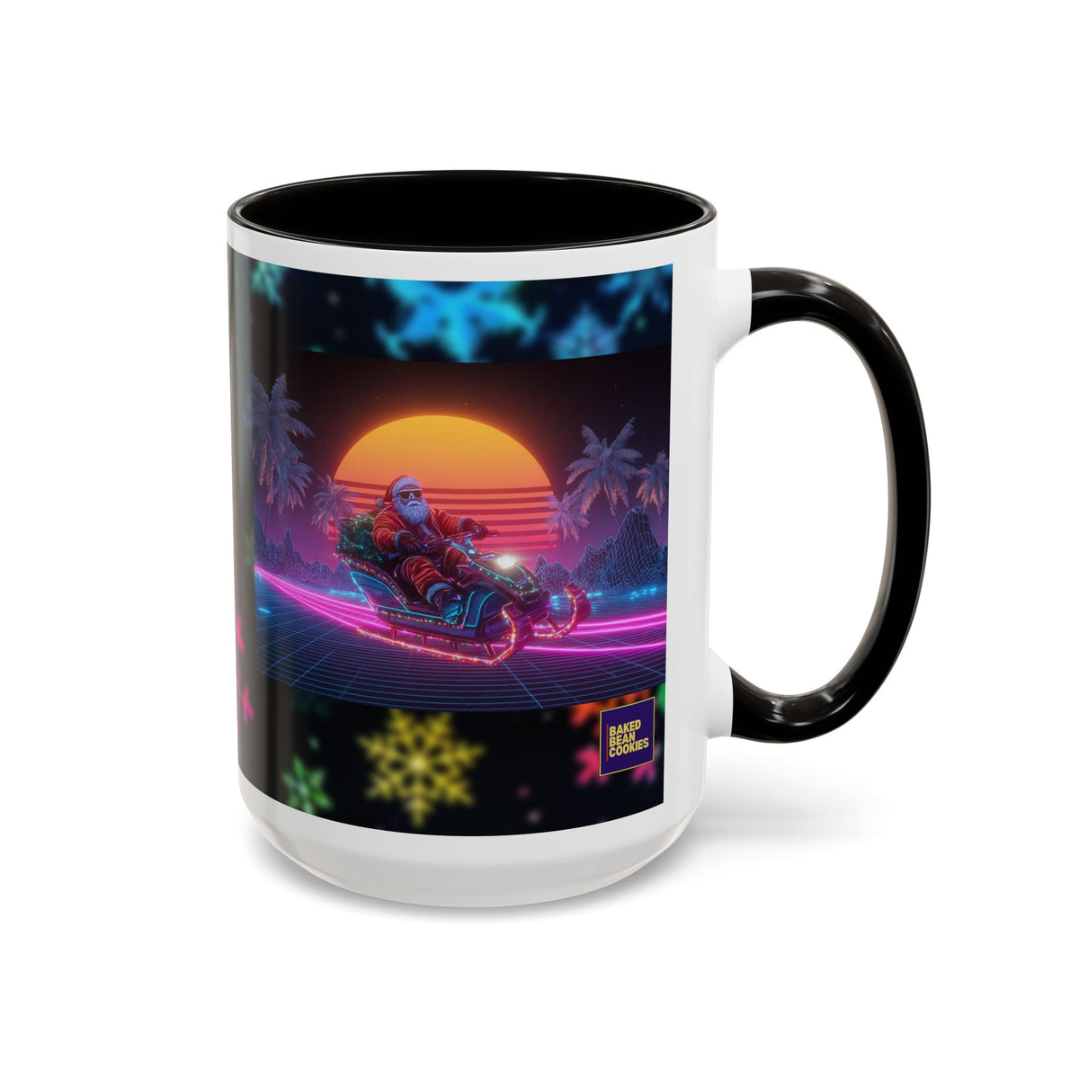 Synthwave Santa - Retro 80's Neon Santa Mug | 11oz or 15oz Colorful Ceramic Mug