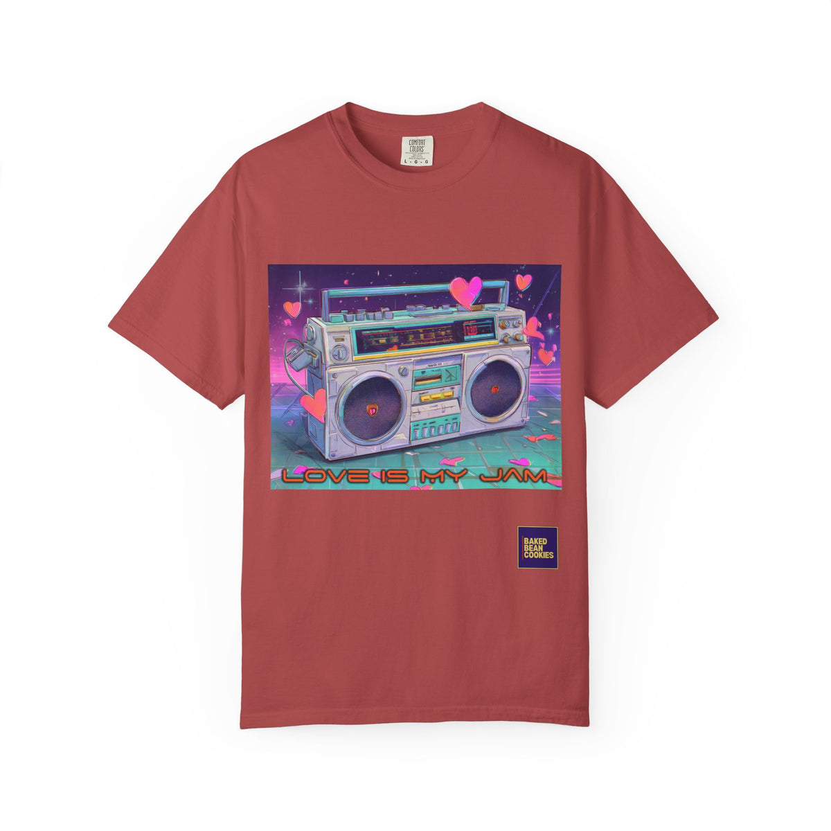 Boombox "Love is My Jam" T-Shirt — Retro Cassette Radio Graphic Tee