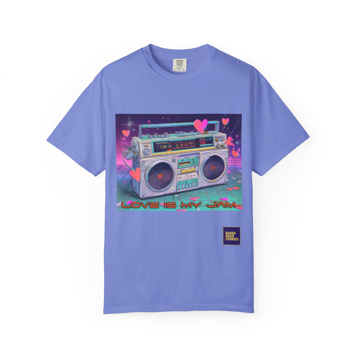 Boombox "Love is My Jam" T-Shirt — Retro Cassette Radio Graphic Tee