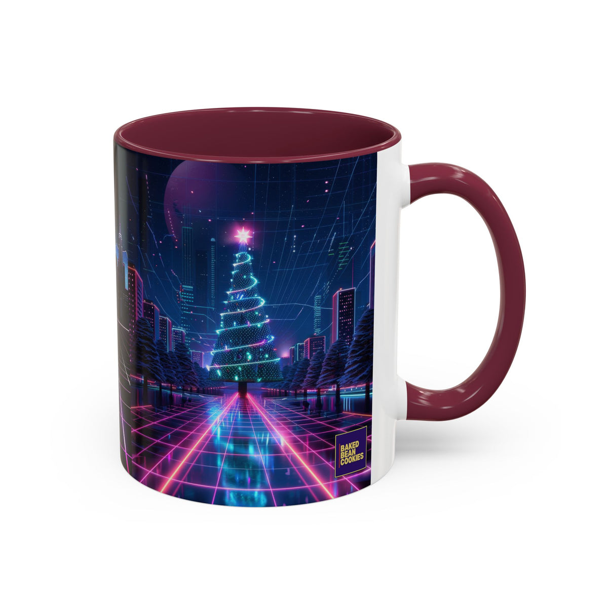 Christmas Retro 80s Skyline Mug | 11oz or 15oz Colorful Ceramic Mug