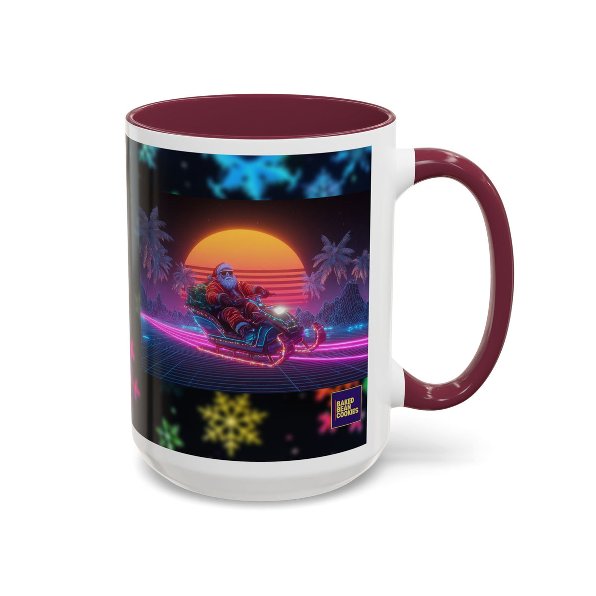 Synthwave Santa - Retro 80's Neon Santa Mug | 11oz or 15oz Colorful Ceramic Mug