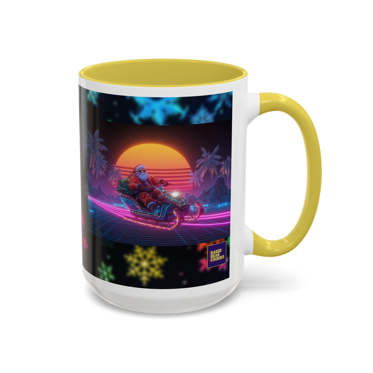 Synthwave Santa - Retro 80's Neon Santa Mug | 11oz or 15oz Colorful Ceramic Mug