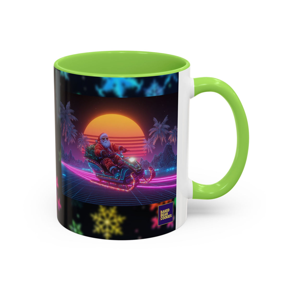 Synthwave Santa - Retro 80's Neon Santa Mug | 11oz or 15oz Colorful Ceramic Mug