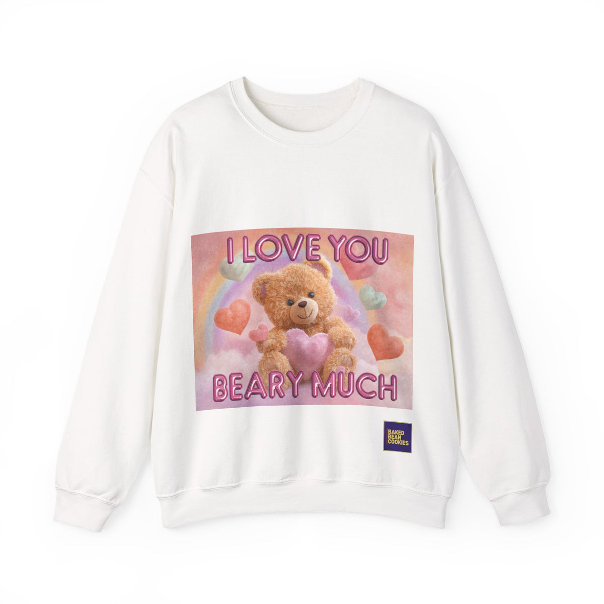 Airbrushed Teddy Bear Holding Heart Sweatshirt | 80s Valentine Hearts