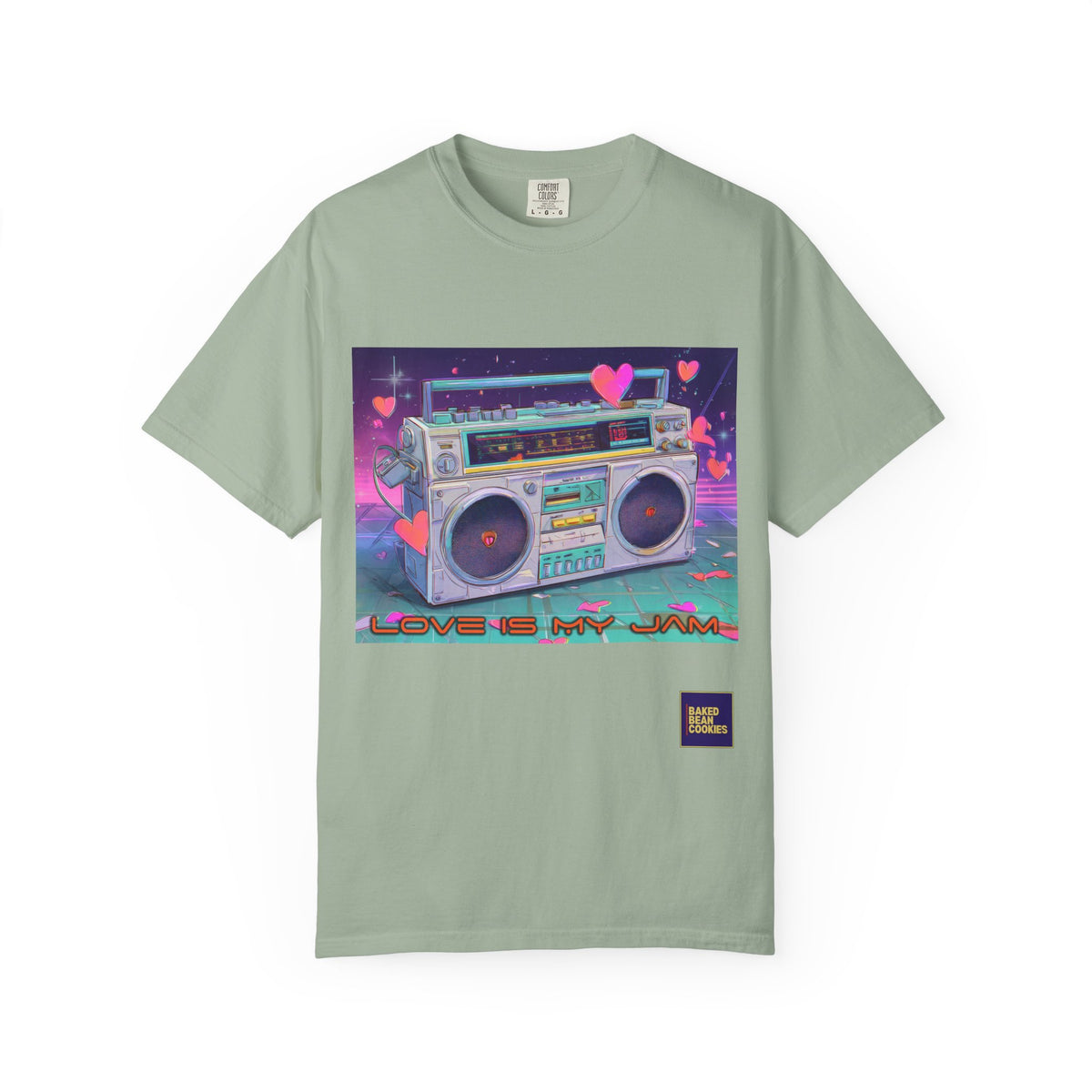 Boombox "Love is My Jam" T-Shirt — Retro Cassette Radio Graphic Tee