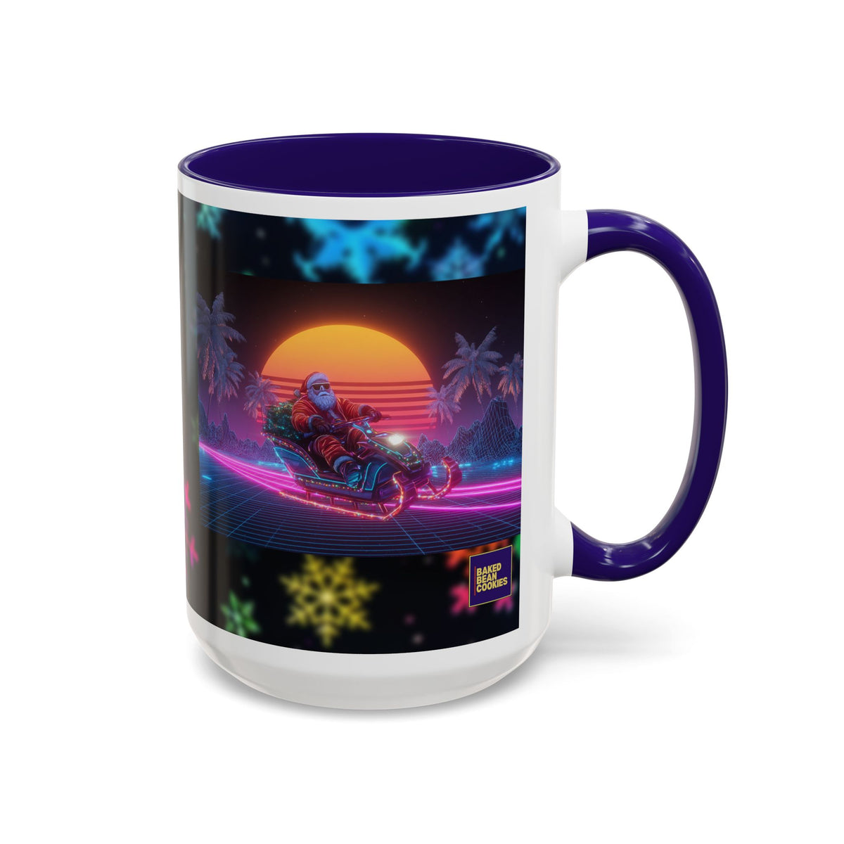 Synthwave Santa - Retro 80's Neon Santa Mug | 11oz or 15oz Colorful Ceramic Mug