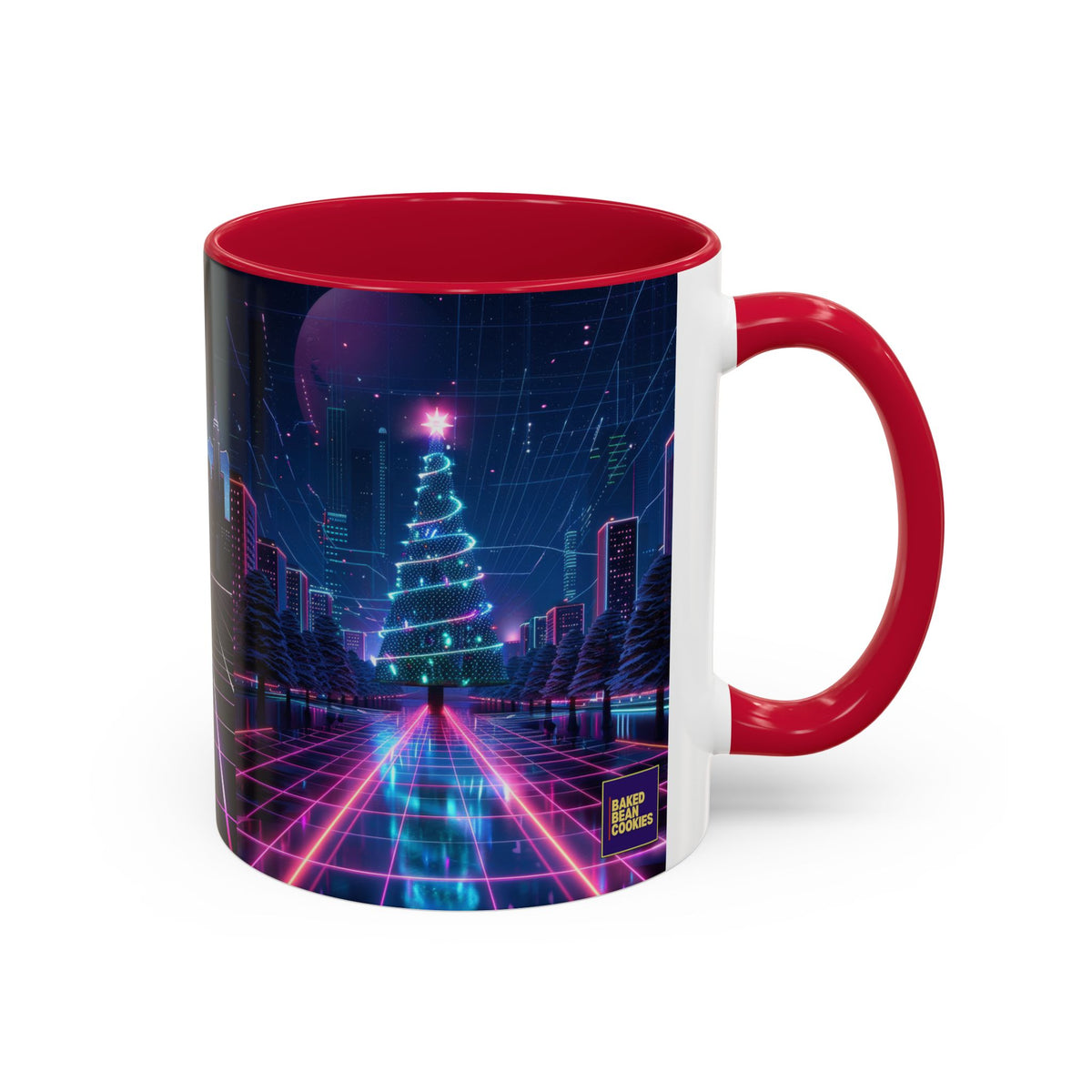 Christmas Retro 80s Skyline Mug | 11oz or 15oz Colorful Ceramic Mug