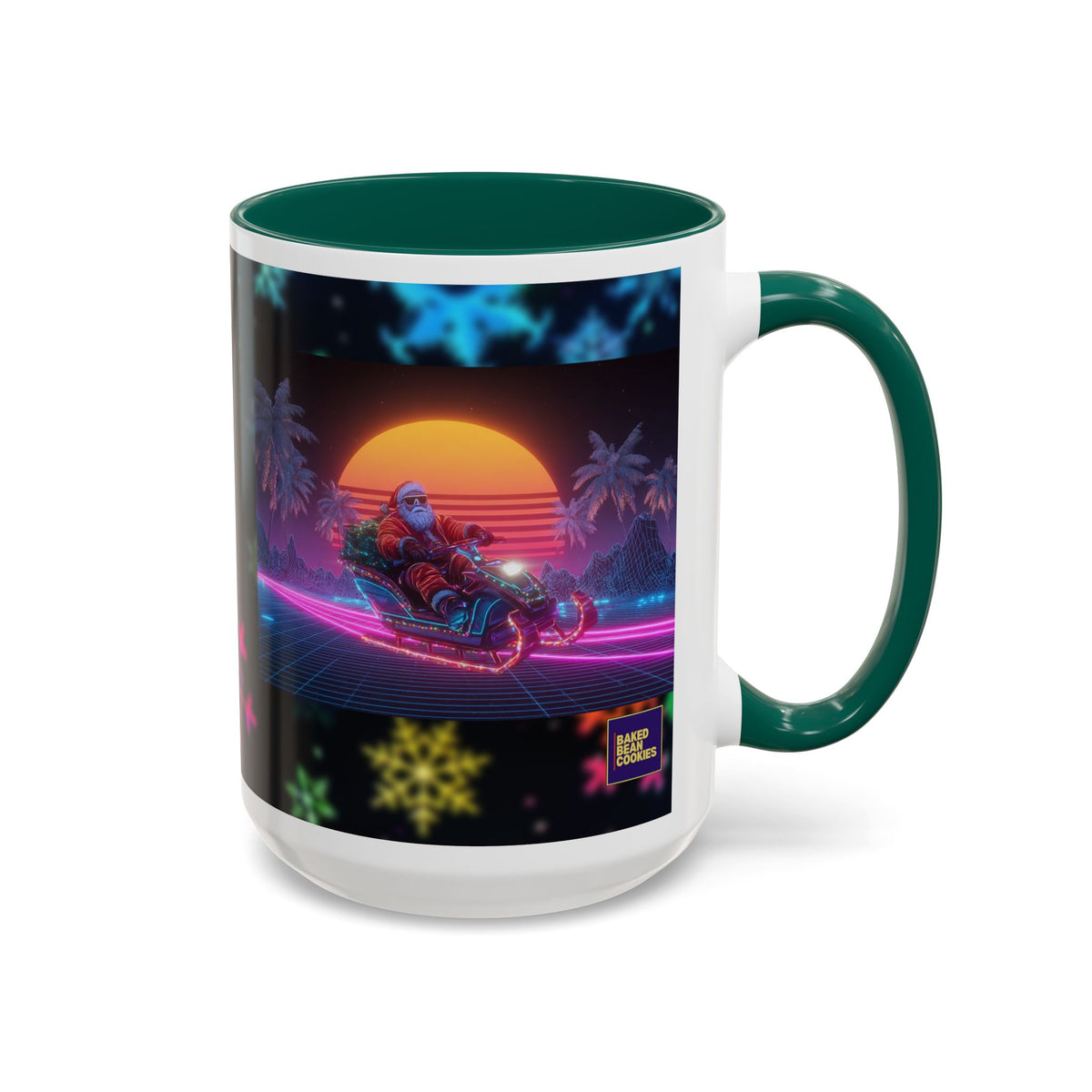 Synthwave Santa - Retro 80's Neon Santa Mug | 11oz or 15oz Colorful Ceramic Mug