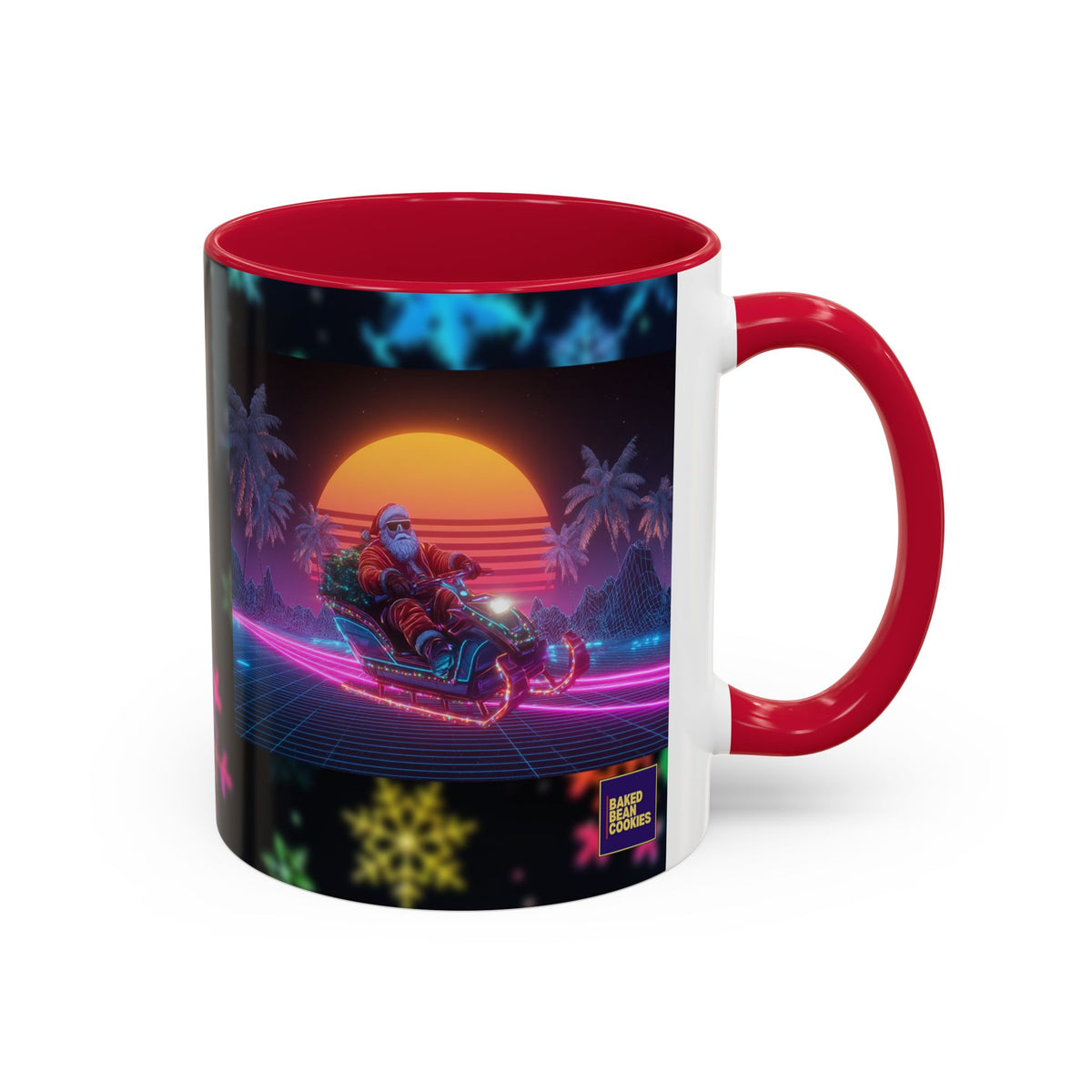 Synthwave Santa - Retro 80's Neon Santa Mug | 11oz or 15oz Colorful Ceramic Mug