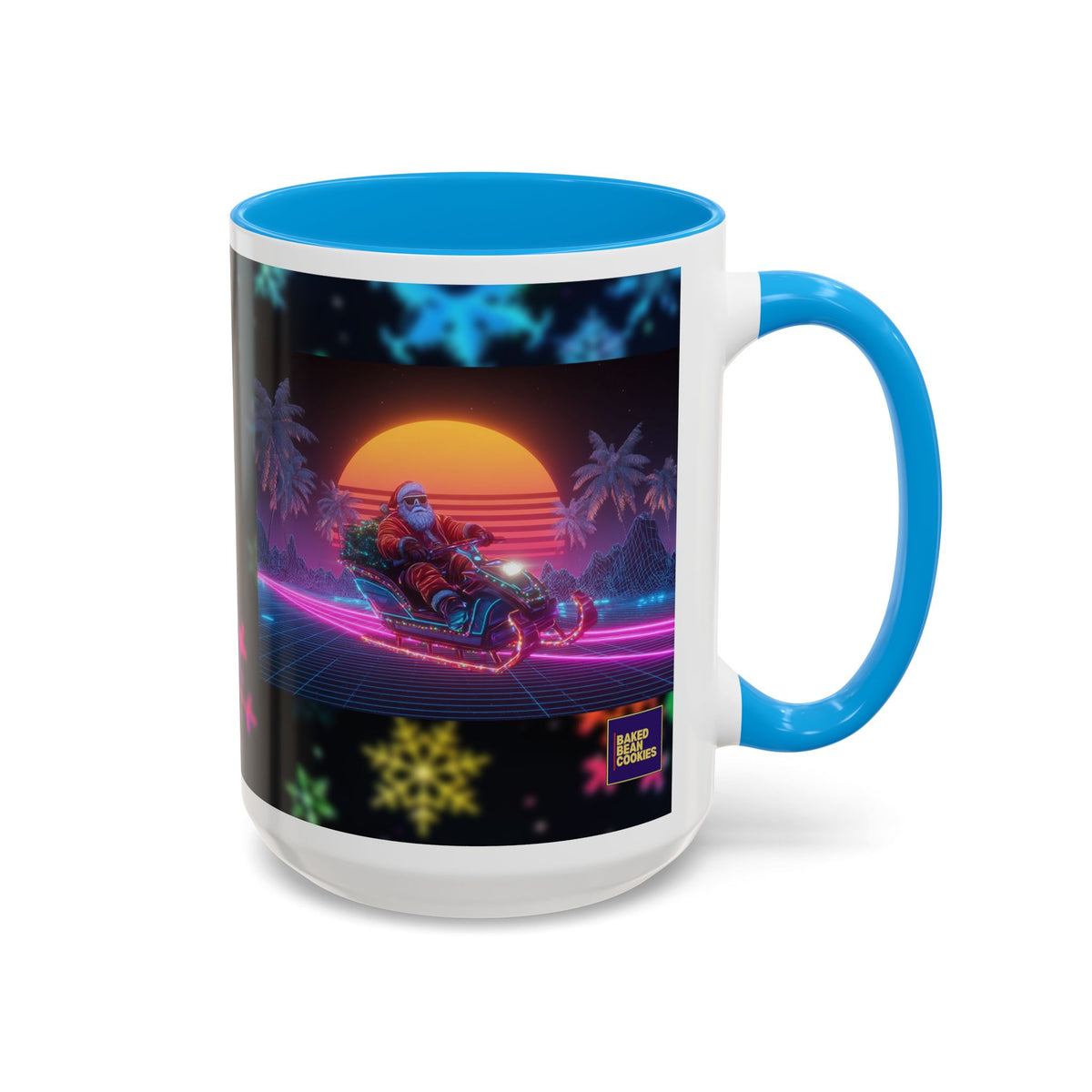 Synthwave Santa - Retro 80's Neon Santa Mug | 11oz or 15oz Colorful Ceramic Mug