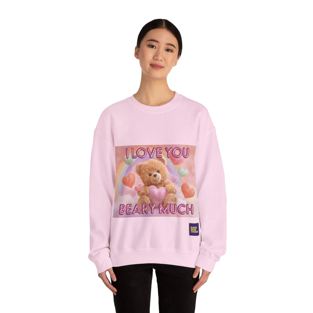 Airbrushed Teddy Bear Holding Heart Sweatshirt | 80s Valentine Hearts