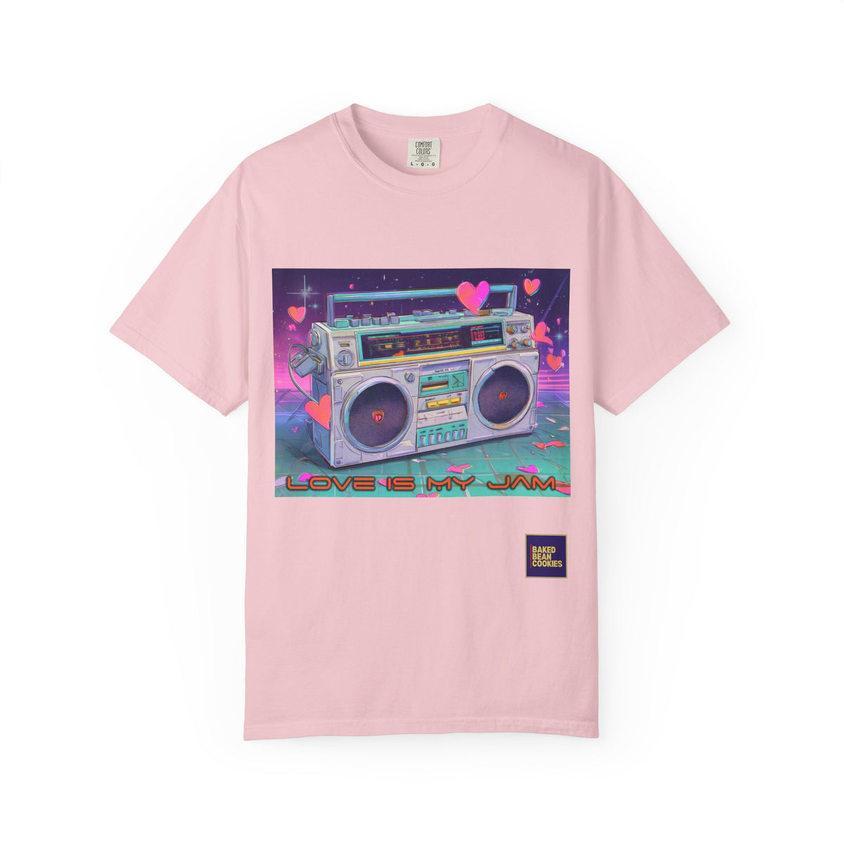 Boombox "Love is My Jam" T-Shirt — Retro Cassette Radio Graphic Tee