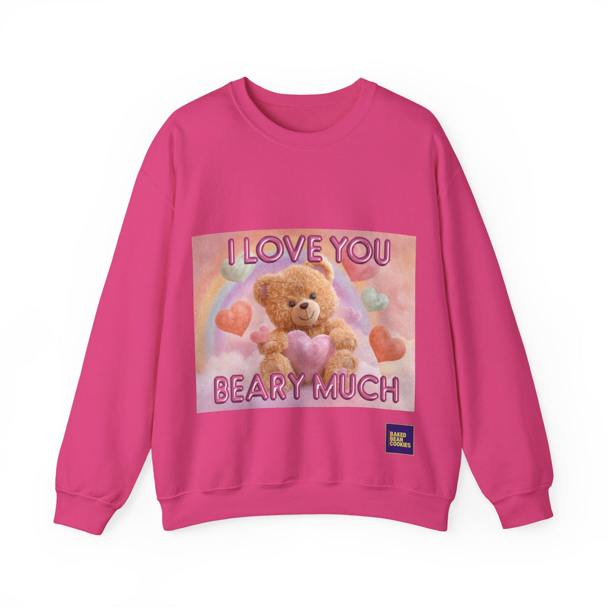 Airbrushed Teddy Bear Holding Heart Sweatshirt | 80s Valentine Hearts