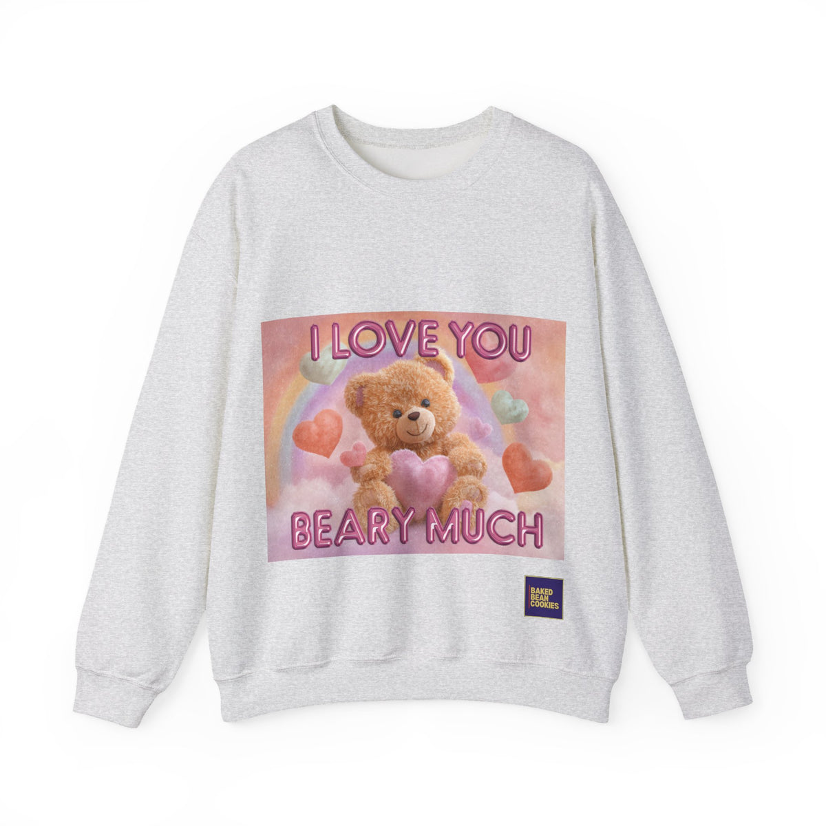 Airbrushed Teddy Bear Holding Heart Sweatshirt | 80s Valentine Hearts
