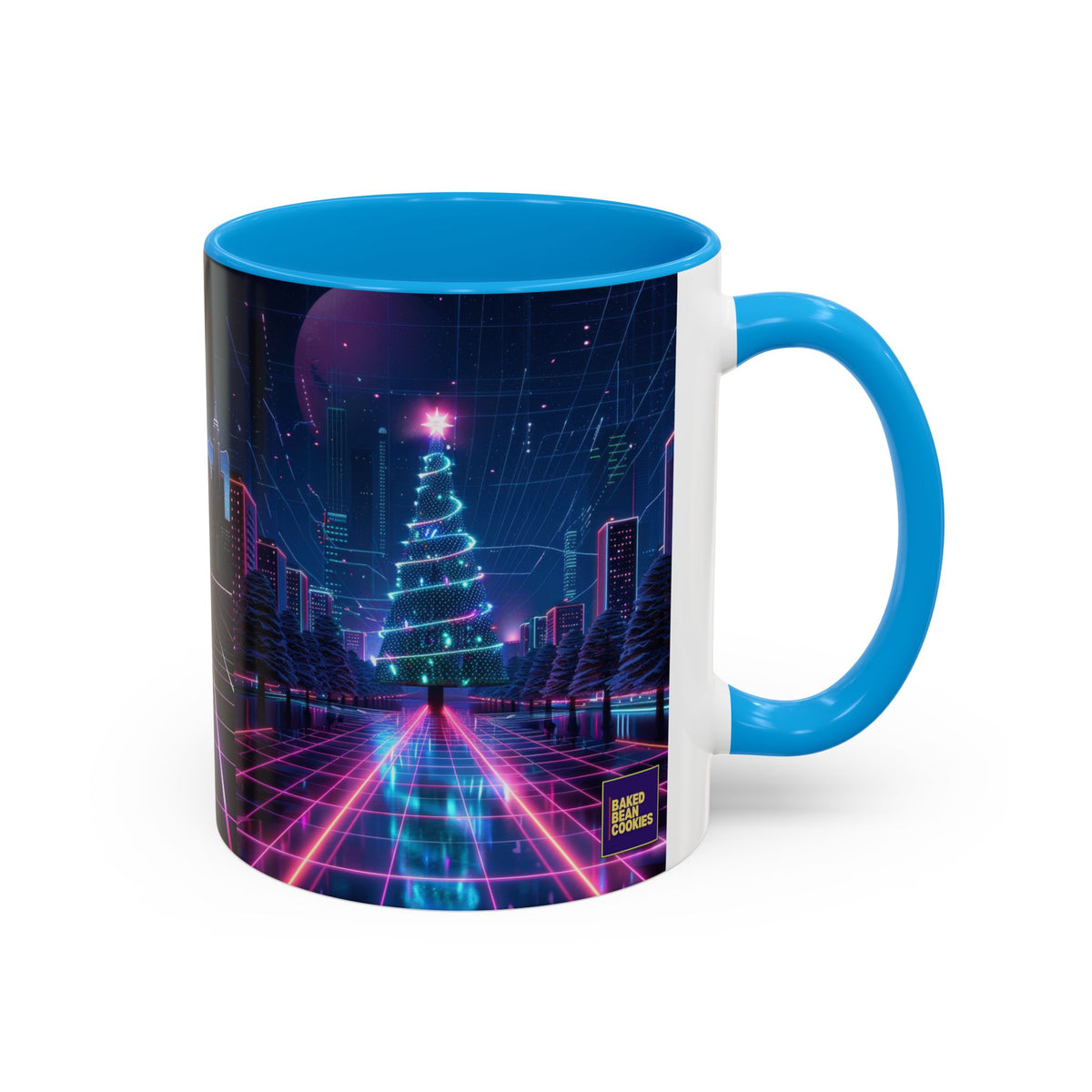 Christmas Retro 80s Skyline Mug | 11oz or 15oz Colorful Ceramic Mug