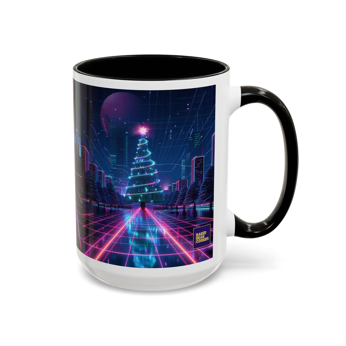 Christmas Retro 80s Skyline Mug | 11oz or 15oz Colorful Ceramic Mug