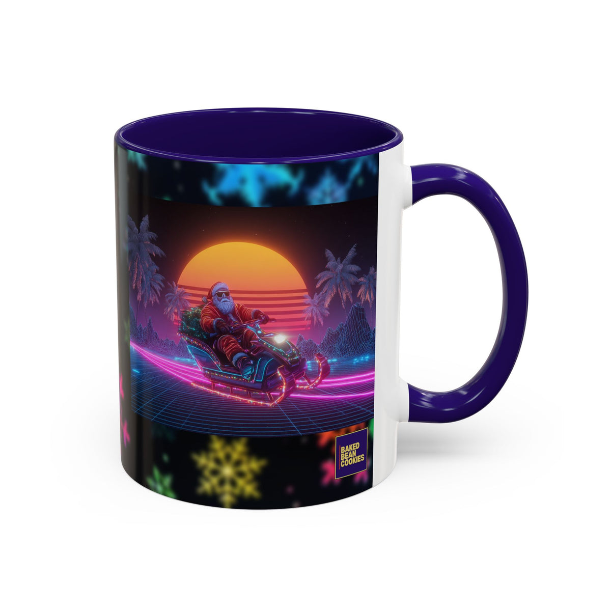 Synthwave Santa - Retro 80's Neon Santa Mug | 11oz or 15oz Colorful Ceramic Mug