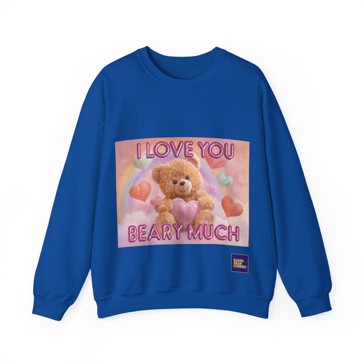 Airbrushed Teddy Bear Holding Heart Sweatshirt | 80s Valentine Hearts