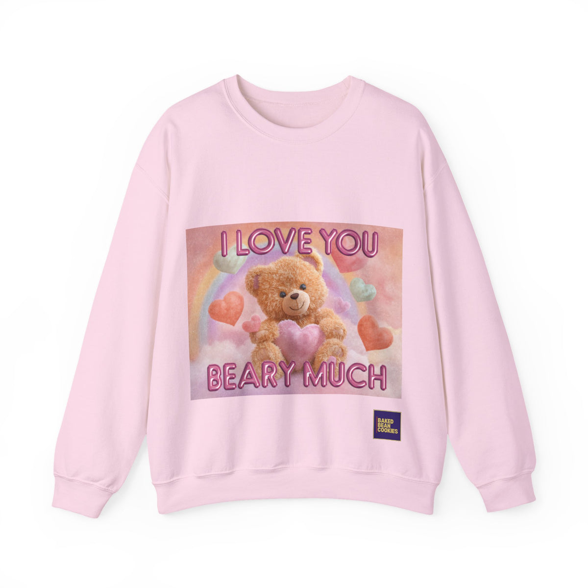 Airbrushed Teddy Bear Holding Heart Sweatshirt | 80s Valentine Hearts