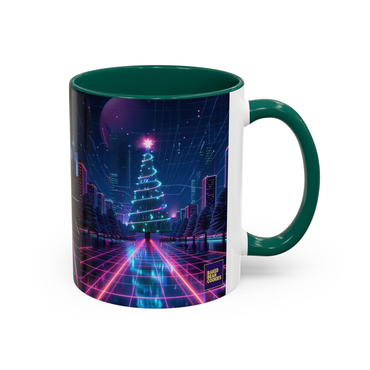 Christmas Retro 80s Skyline Mug | 11oz or 15oz Colorful Ceramic Mug