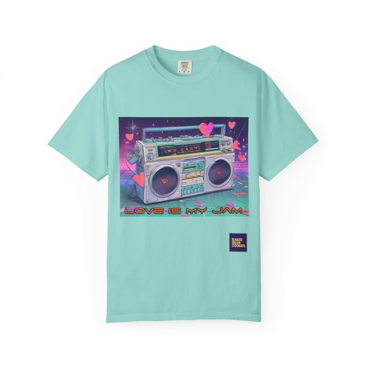 Boombox "Love is My Jam" T-Shirt — Retro Cassette Radio Graphic Tee
