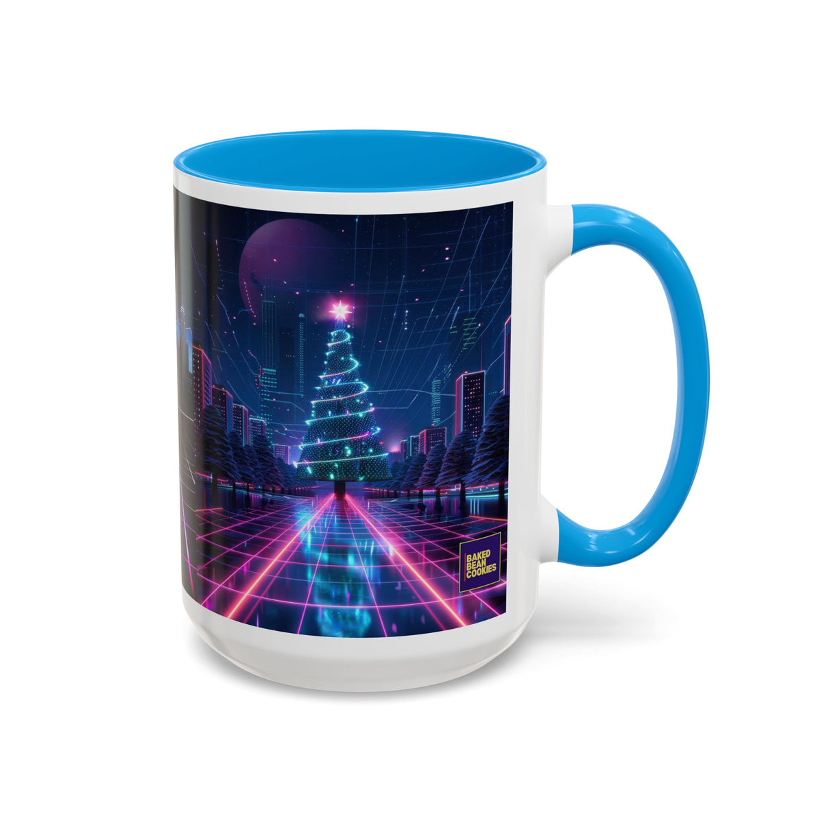 Christmas Retro 80s Skyline Mug | 11oz or 15oz Colorful Ceramic Mug