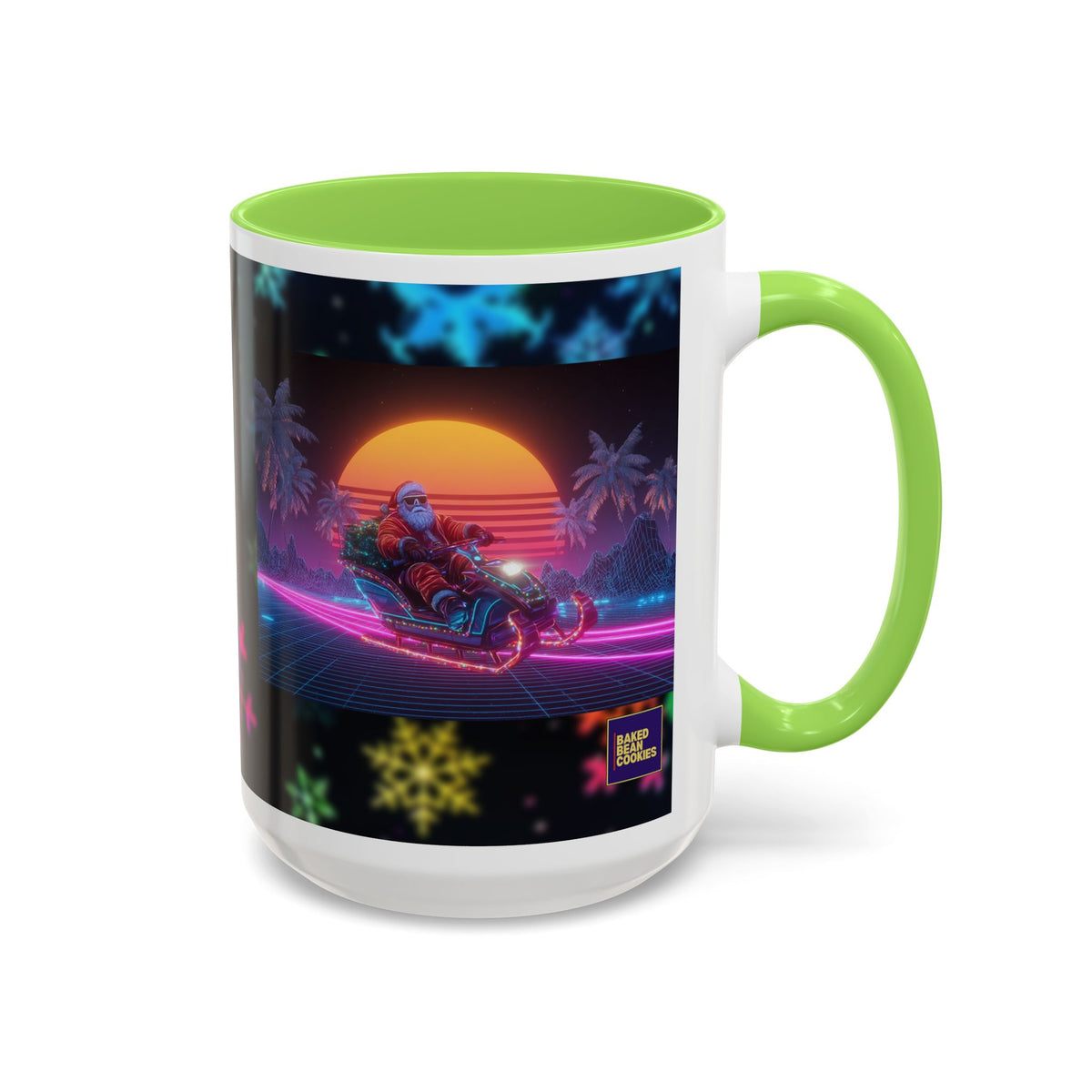 Synthwave Santa - Retro 80's Neon Santa Mug | 11oz or 15oz Colorful Ceramic Mug