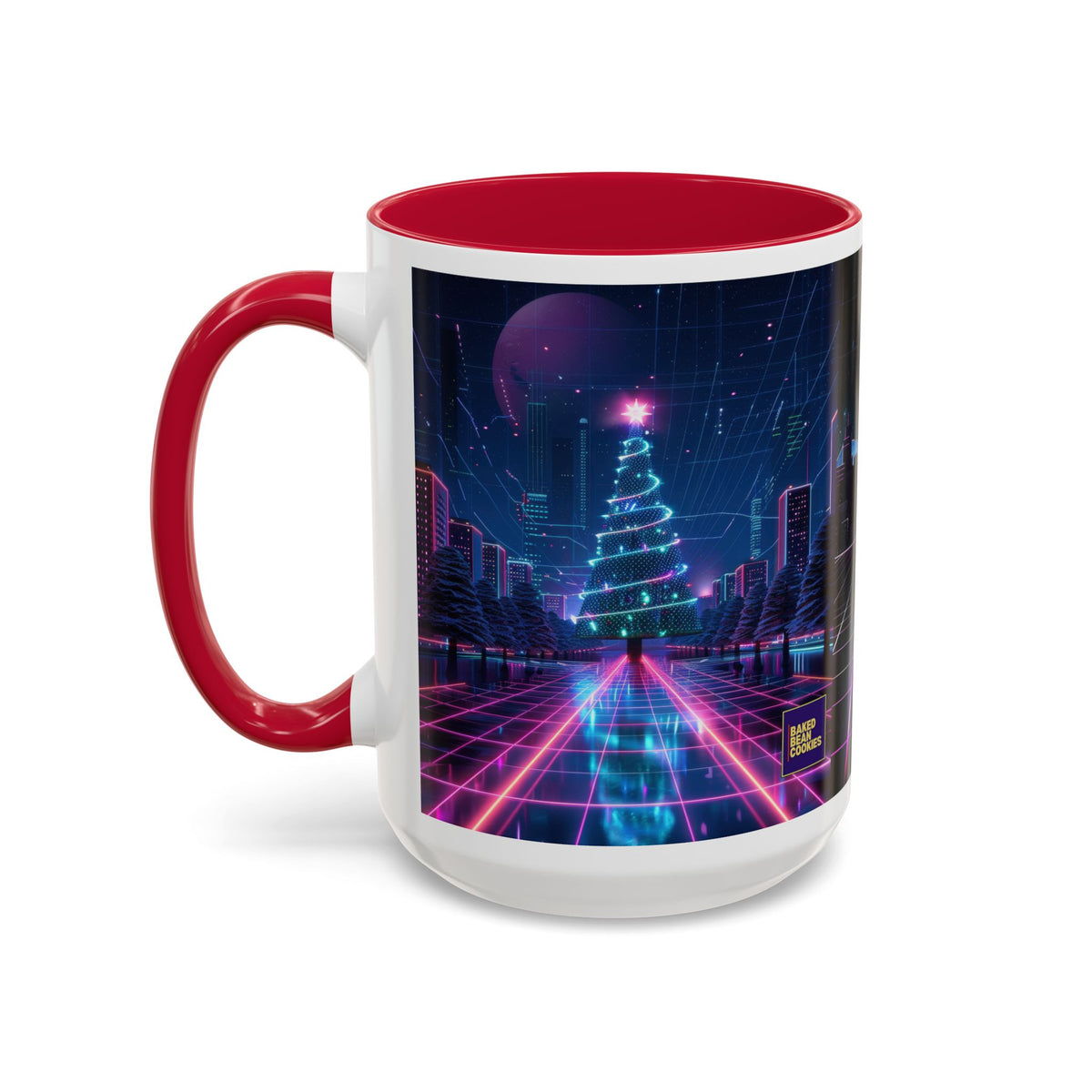 Christmas Retro 80s Skyline Mug | 11oz or 15oz Colorful Ceramic Mug