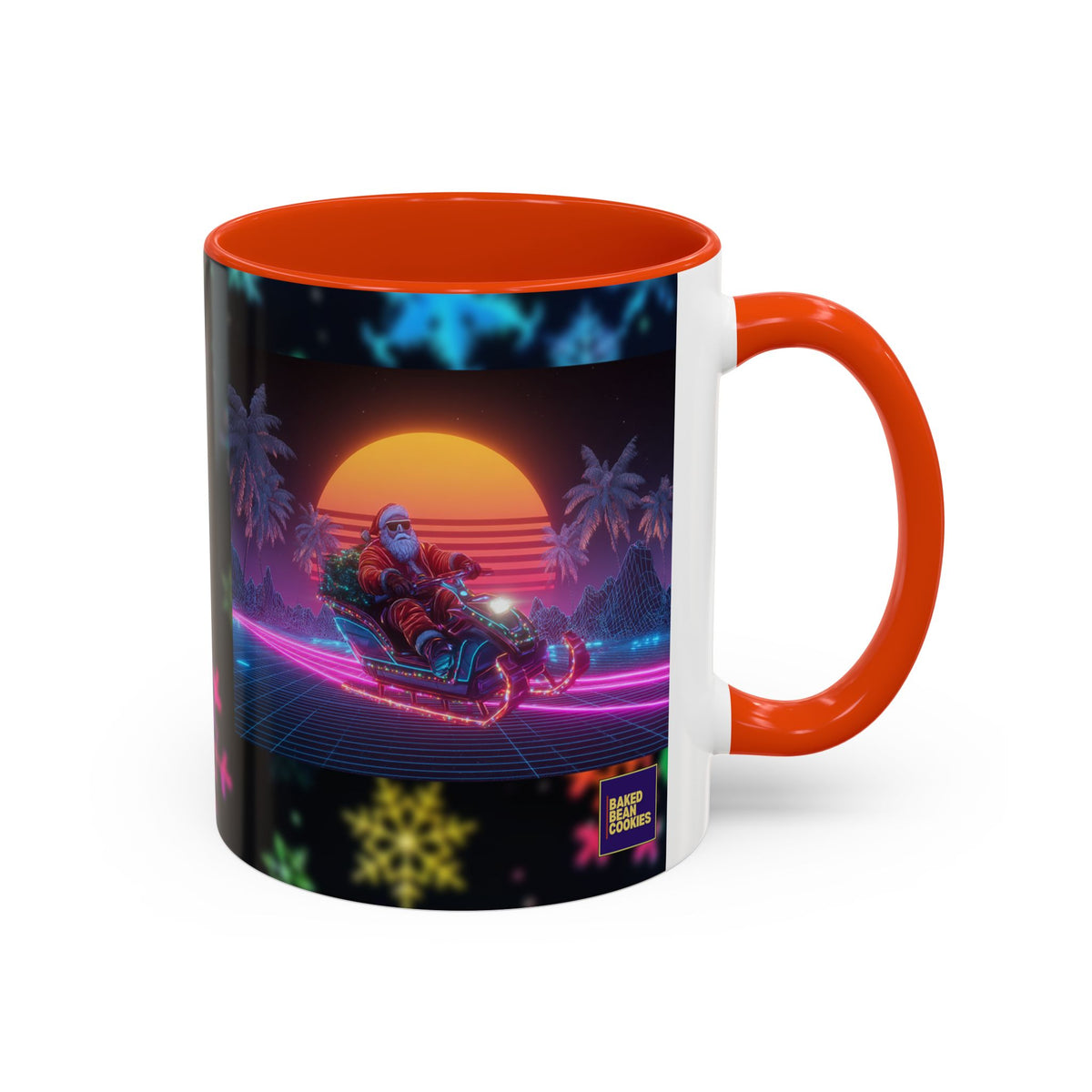 Synthwave Santa - Retro 80's Neon Santa Mug | 11oz or 15oz Colorful Ceramic Mug