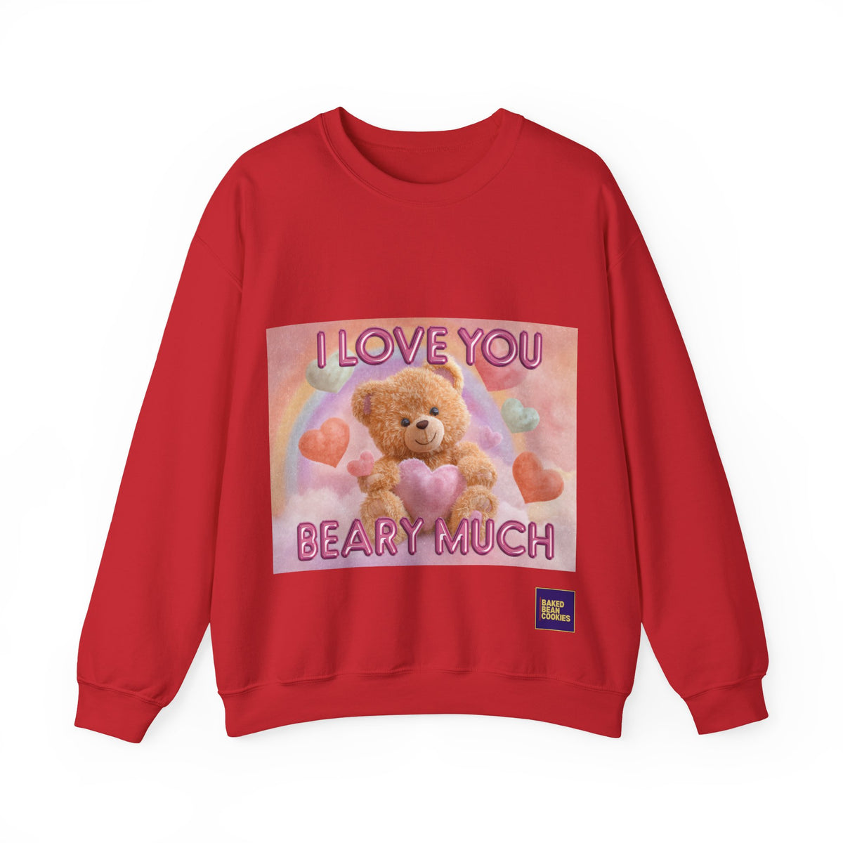 Airbrushed Teddy Bear Holding Heart Sweatshirt | 80s Valentine Hearts
