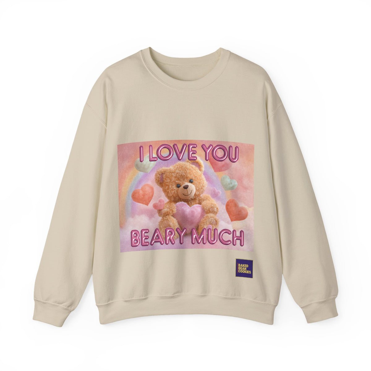 Airbrushed Teddy Bear Holding Heart Sweatshirt | 80s Valentine Hearts