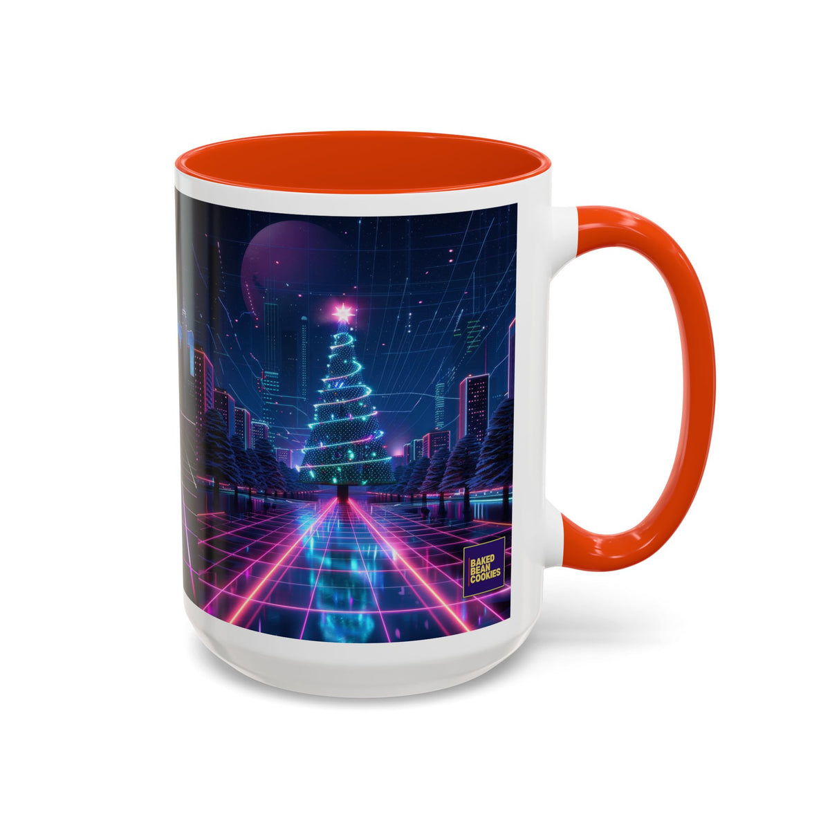 Christmas Retro 80s Skyline Mug | 11oz or 15oz Colorful Ceramic Mug