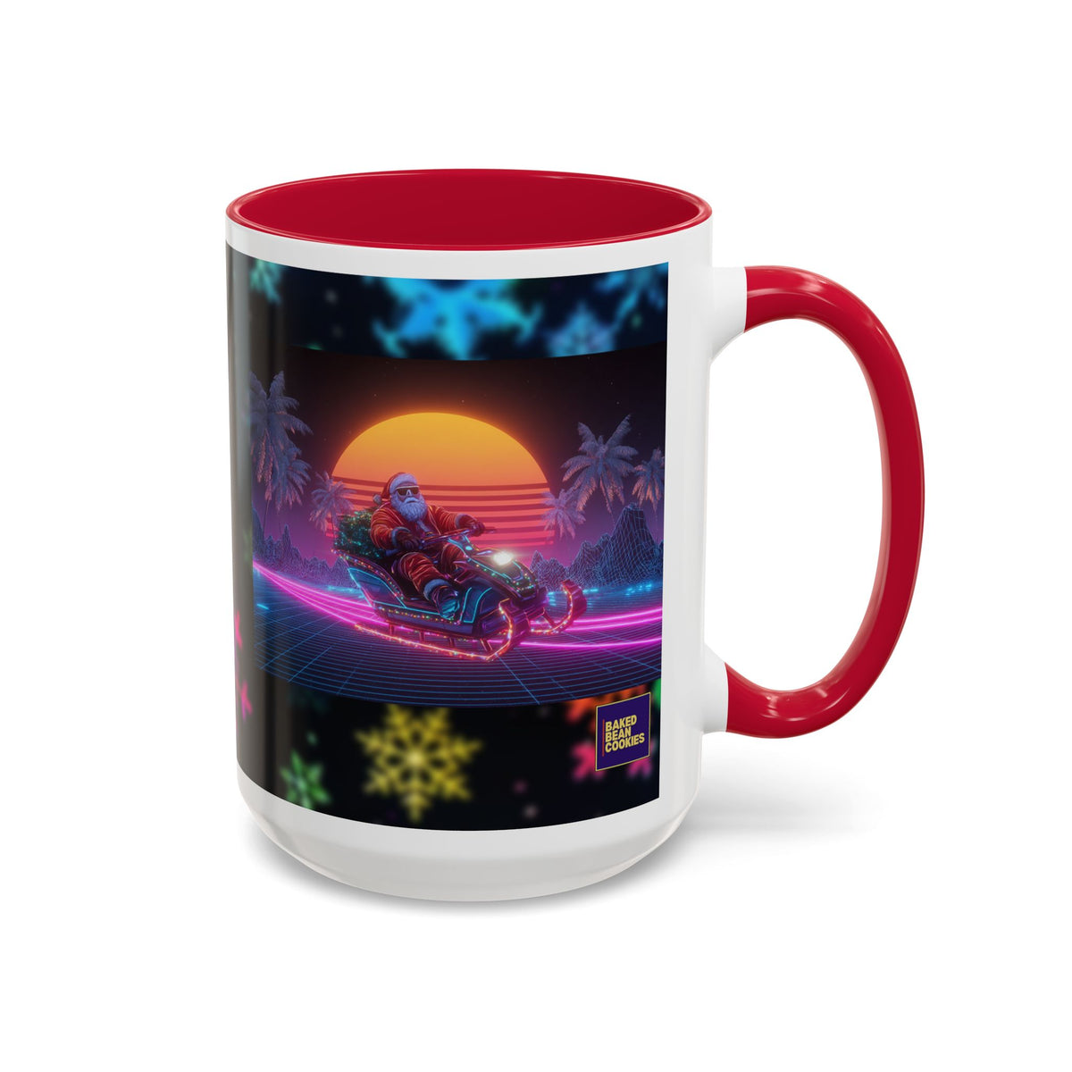 Synthwave Santa - Retro 80's Neon Santa Mug | 11oz or 15oz Colorful Ceramic Mug