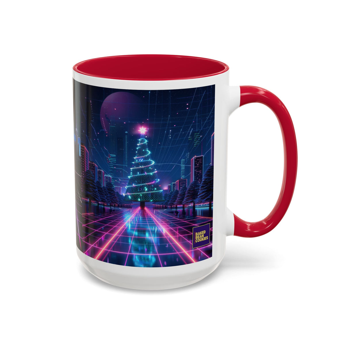 Christmas Retro 80s Skyline Mug | 11oz or 15oz Colorful Ceramic Mug