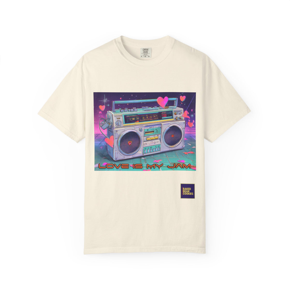Boombox "Love is My Jam" T-Shirt — Retro Cassette Radio Graphic Tee