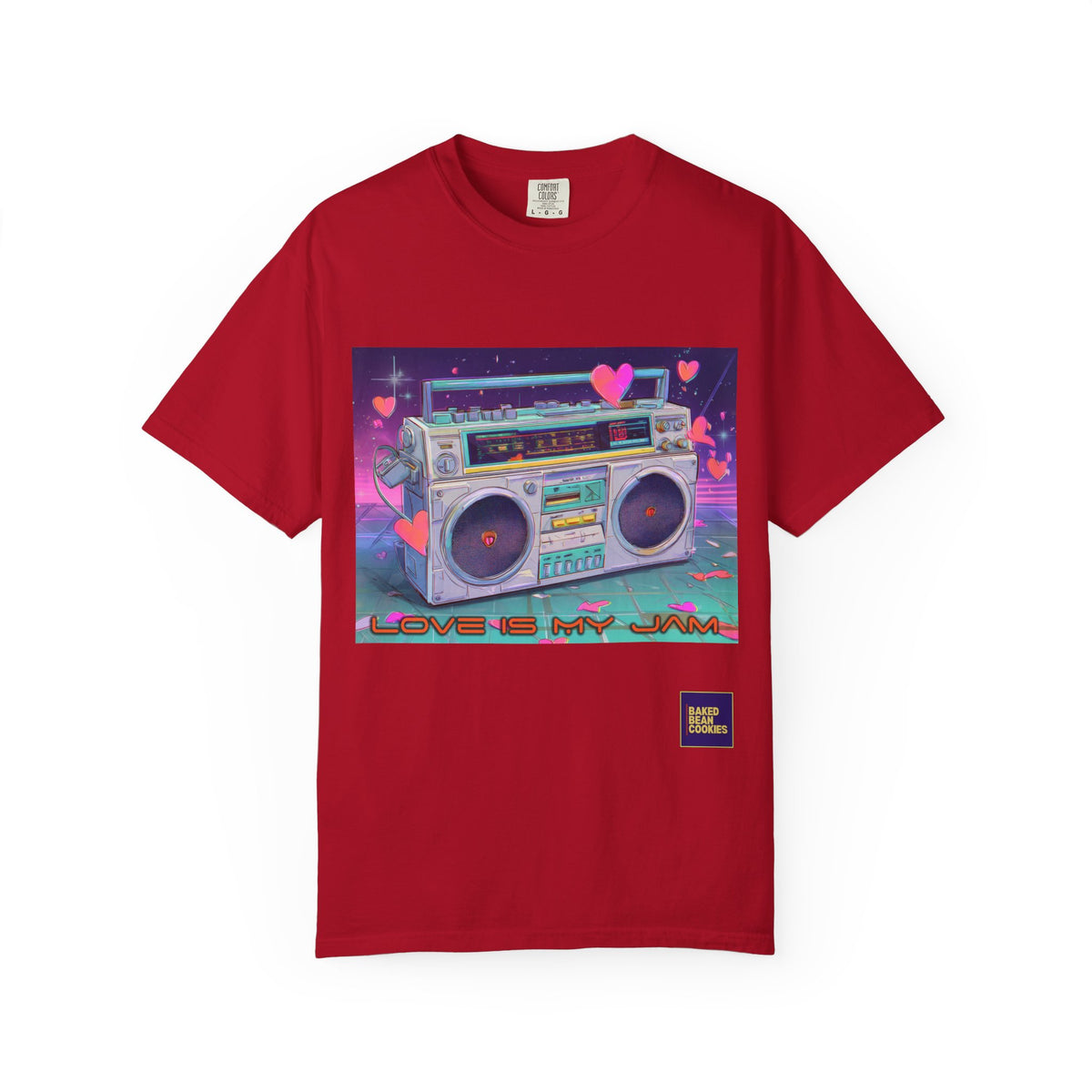 Boombox "Love is My Jam" T-Shirt — Retro Cassette Radio Graphic Tee