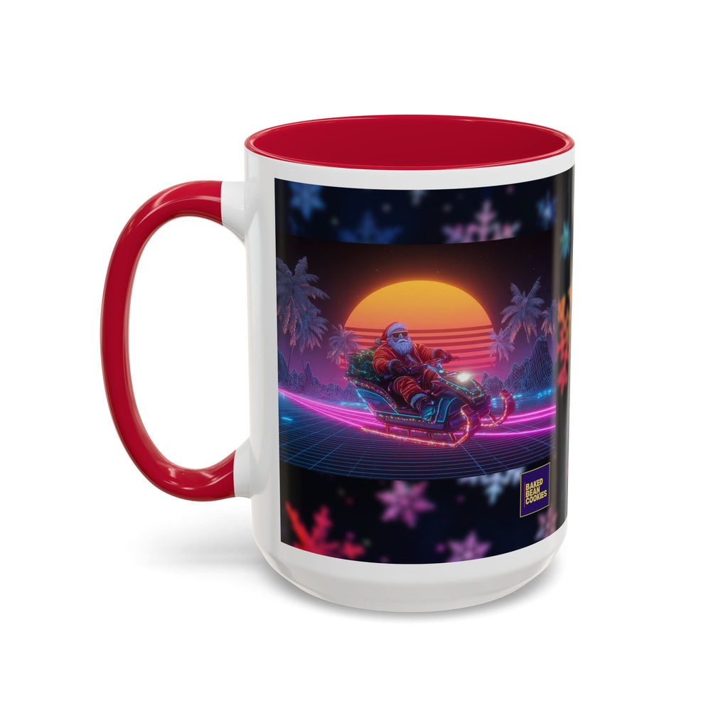 Synthwave Santa - Retro 80's Neon Santa Mug | 11oz or 15oz Colorful Ceramic Mug